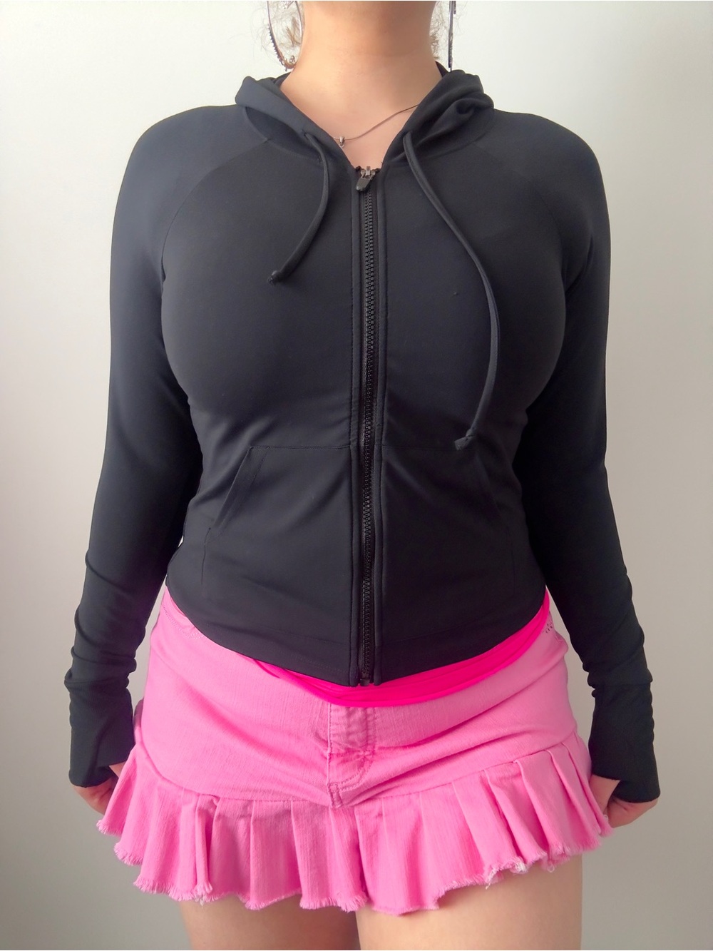 fabletics yoga zip hoodie with thumb holes